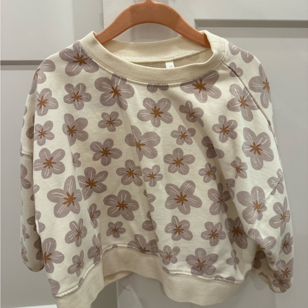 Rylee + Cru Cream Top with Lavender-Beige Floral Print